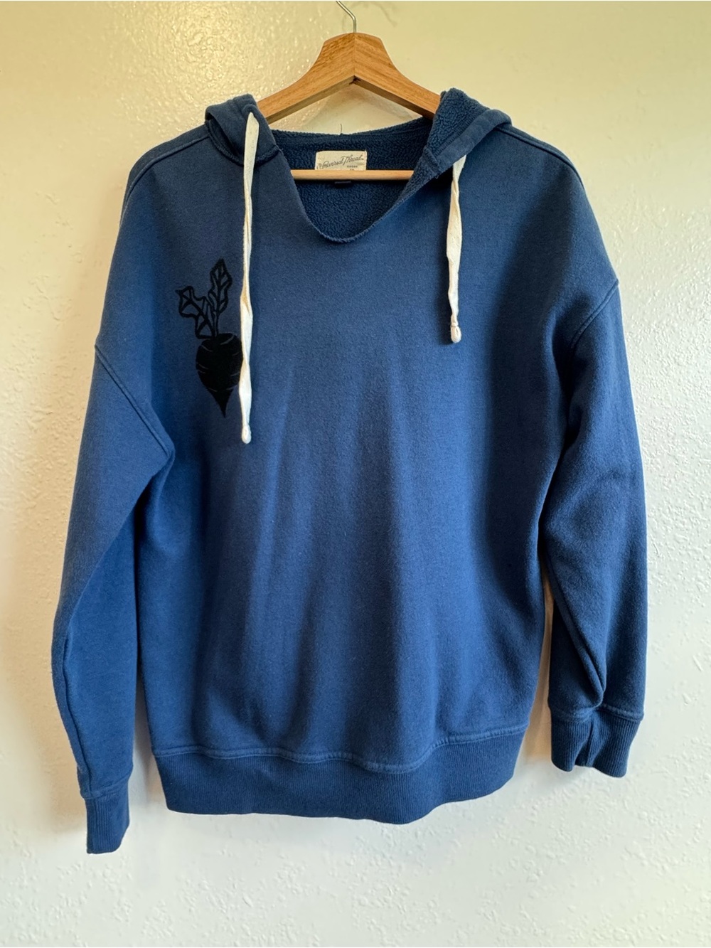 Upcycled Universal Thread Navy Pullover Hoodie with Veggie Print | Oversized XS - Picture 2 of 6